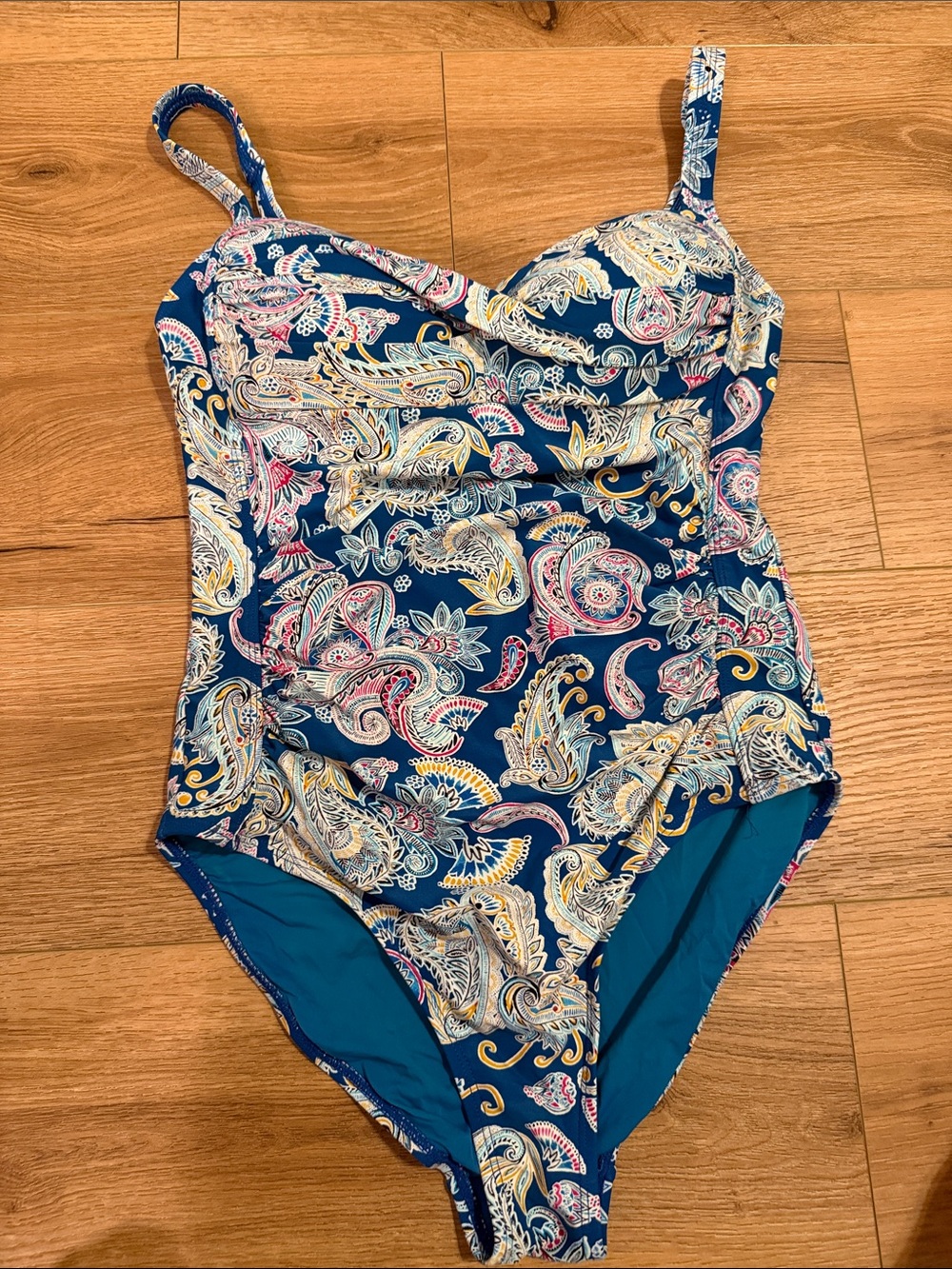Niptuck Swimsuit Joanne Multi Color Teal Blue Paisley Size 8 EUC